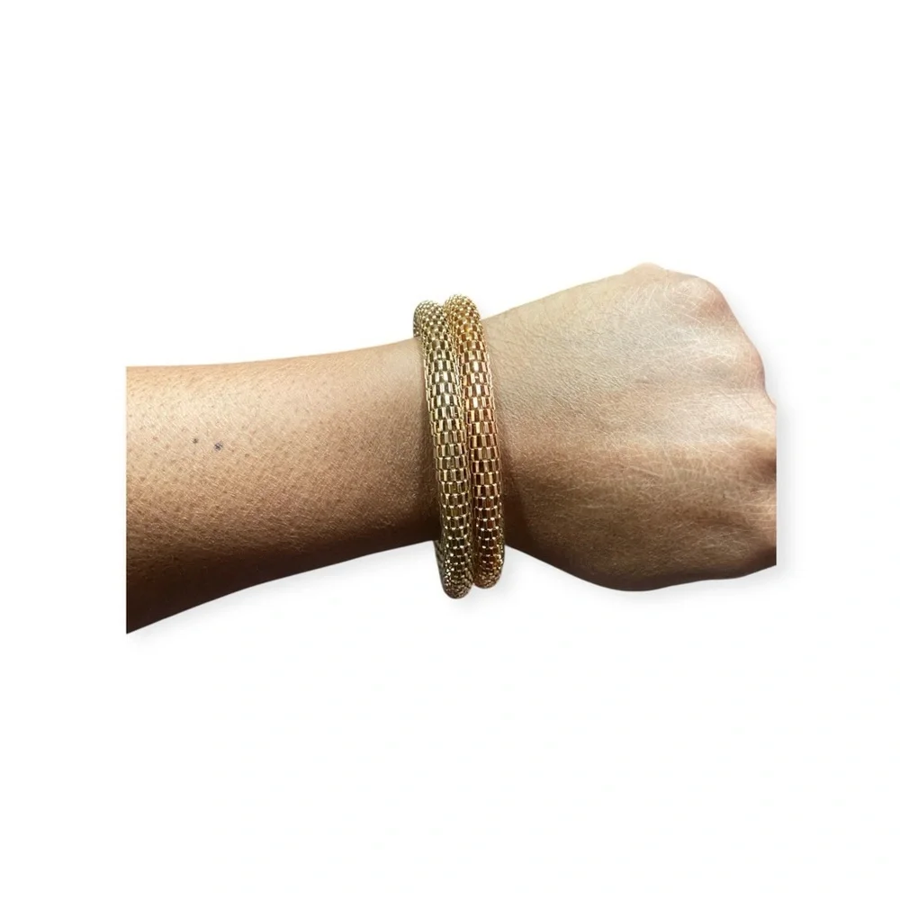 Elegant Gold-Tone Mesh Bangles